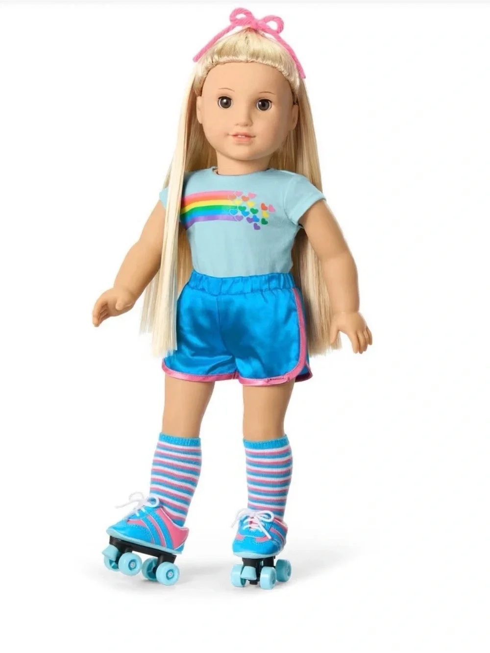 NIB AMERICAN GIRL JULIE SUMMER SKATING OUTFIT-Roller Skates Shorts Top 18” Doll